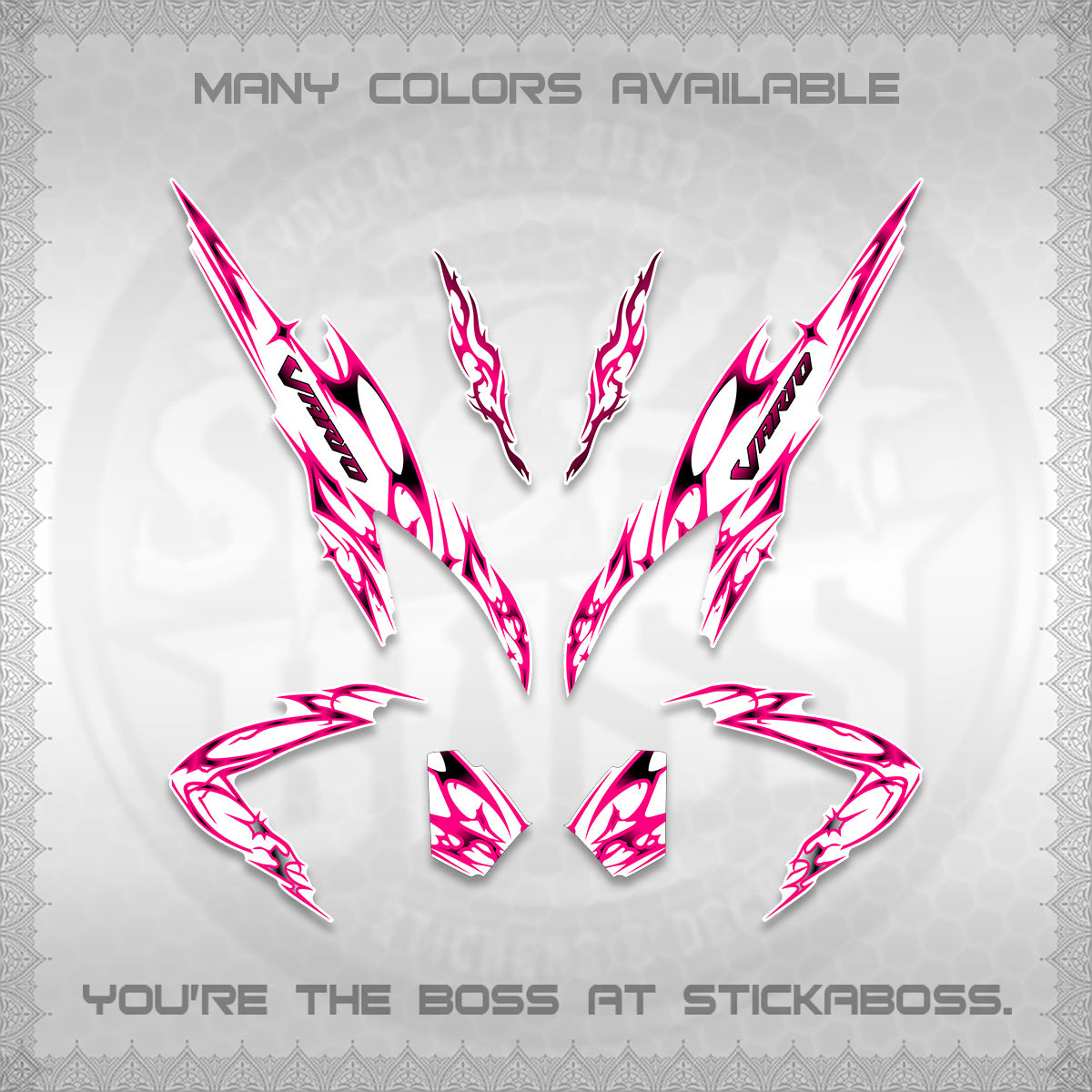 CLICK 125 V2 VARIO FOR WHITE DECALS (2026 TRIBAL LIGHTNING DESIGN) STICKER KITS BY STICKABOSS