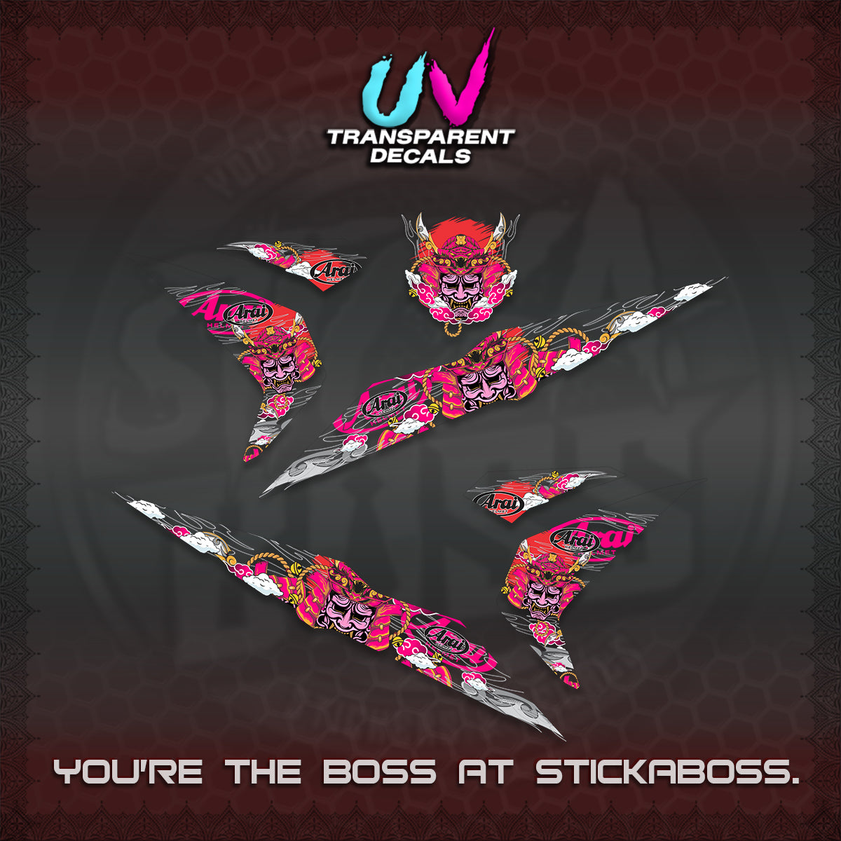 BEAT FI V2 INDO UV TRANSPARENT DECALS (2026 NEW SAMURAI MOTIF) STICKER KITS BY STICKABOSS
