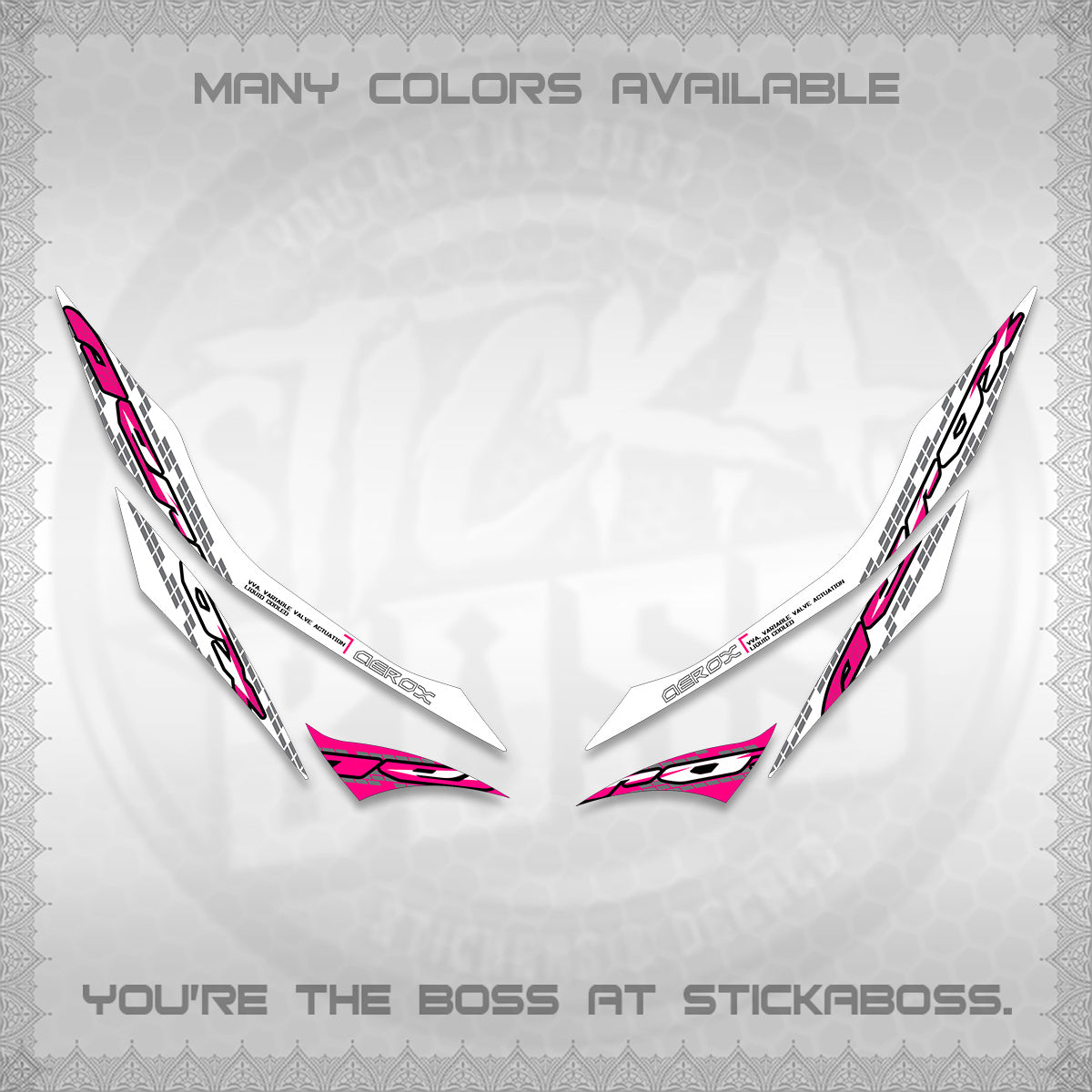 AEROX 155 V1 FOR WHITE DECALS (NEW 2026 VORTEX) STICKER KITS BY STICKABOSS