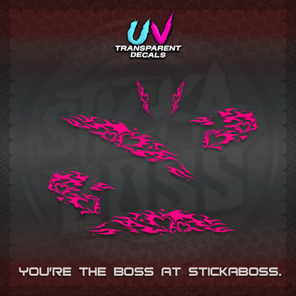 CLICK 125 V3 UV TRANSPARENT DECALS (2026 TRIBAL HEART DESIGN) STICKER KITS BY STICKABOSS