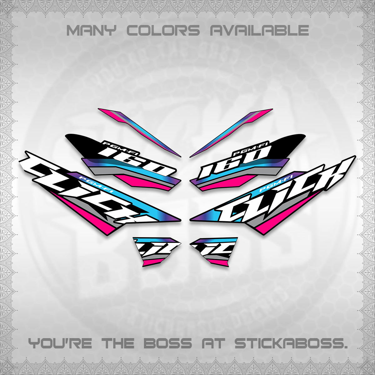 CLICK 160 STRIPING DECALS (SPORTS RACE STRIPES 01) STICKER KITS BY STICKABOSS