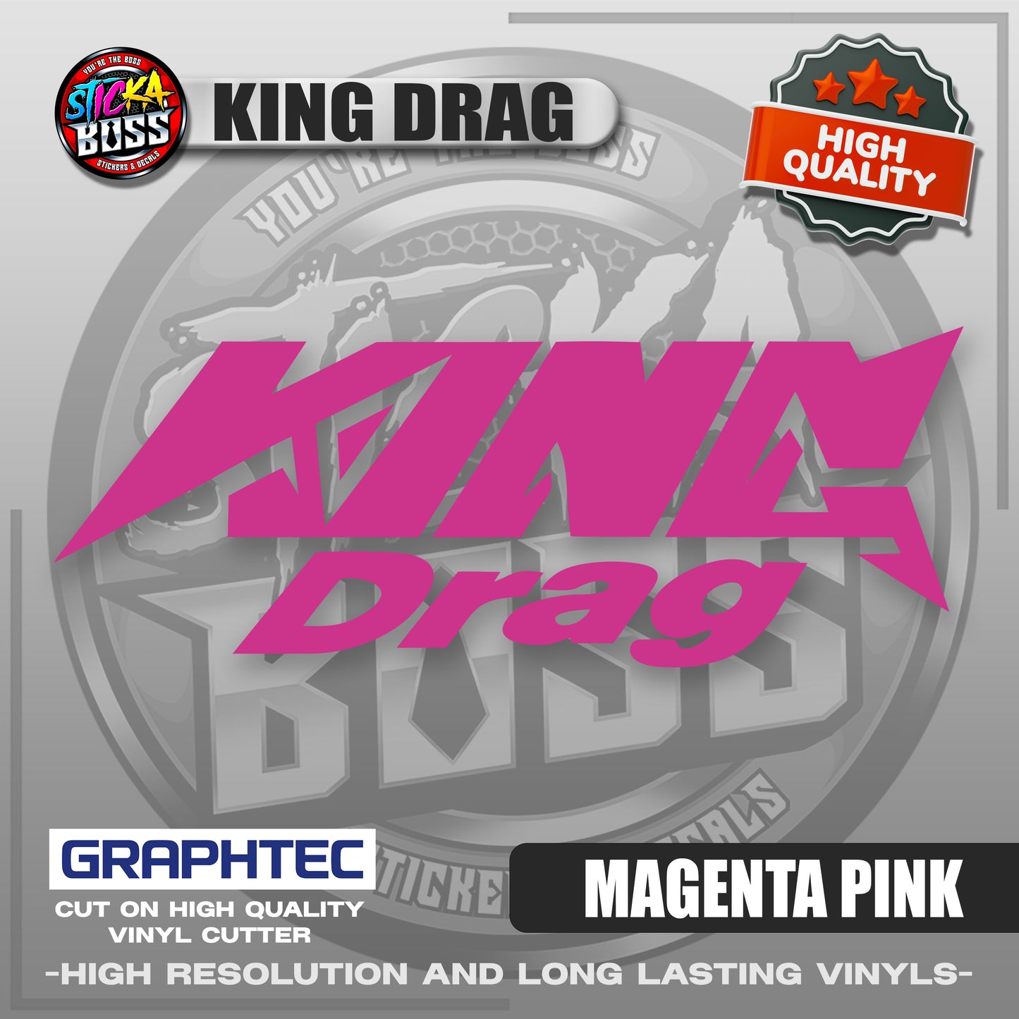 KING DRAG | VINYL WATERPROOF CUT-OUT STICKER DECALS【Stickaboss】