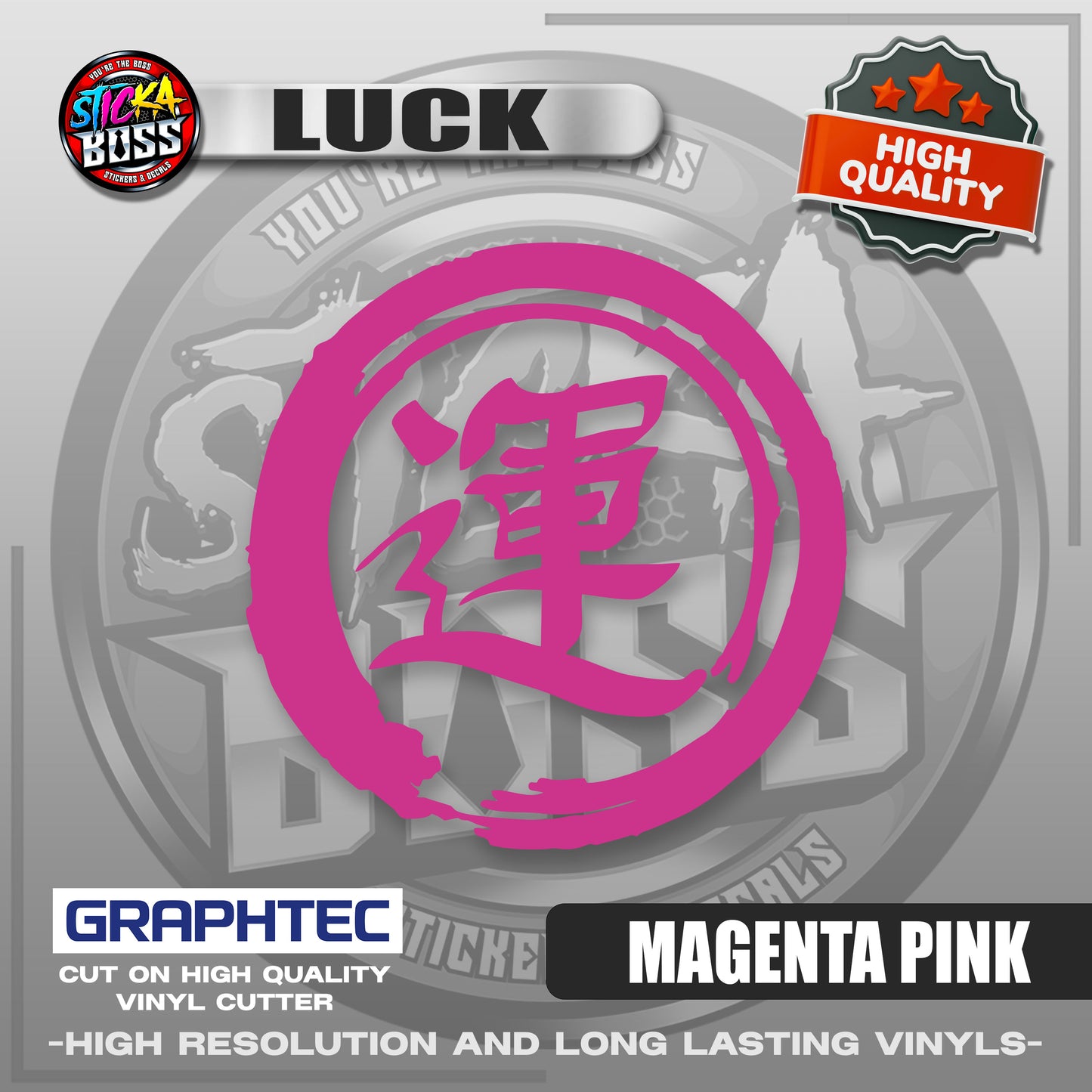 LUCK - JAPANESE KANJI SYMBOL | VINYL WATERPROOF CUT-OUT STICKER DECALS【Stickaboss】