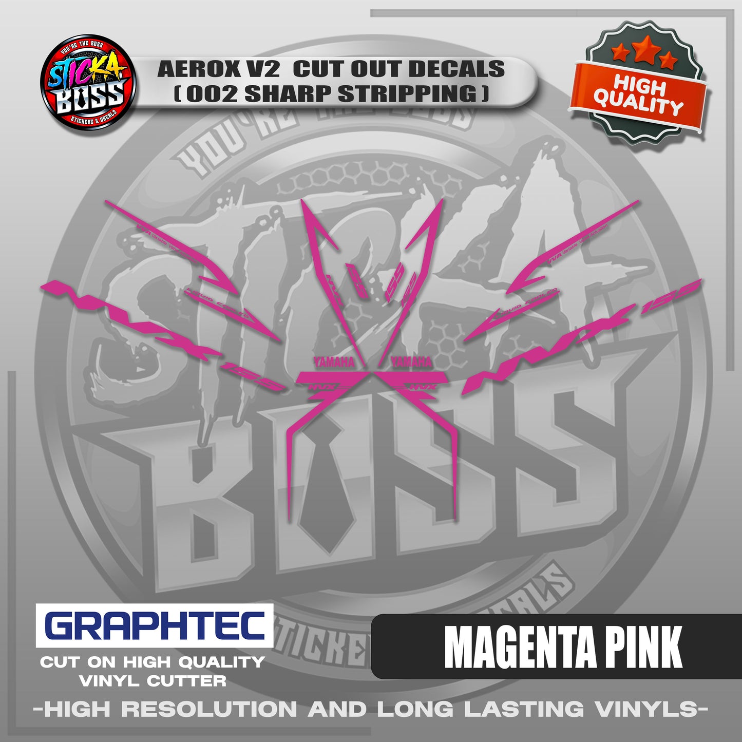 AEROX V2 CUT OUT DECALS ( 002 SHARP STRIPPING ) | VINYL WATERPROOF CUT-OUT STICKER DECALS
