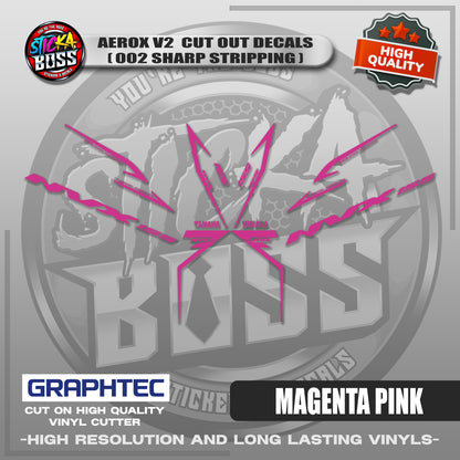 AEROX V2 CUT OUT DECALS ( 002 SHARP STRIPPING ) | VINYL WATERPROOF CUT-OUT STICKER DECALS