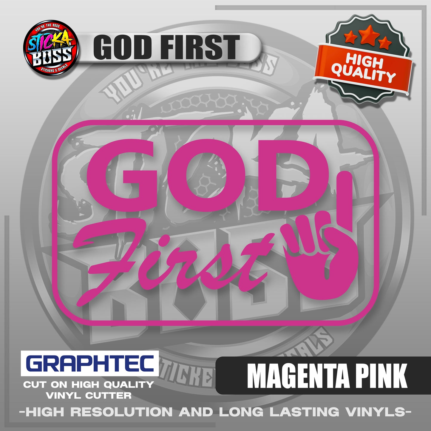GOD FIRST | VINYL WATERPROOF CUT-OUT STICKER DECALS【Stickaboss】