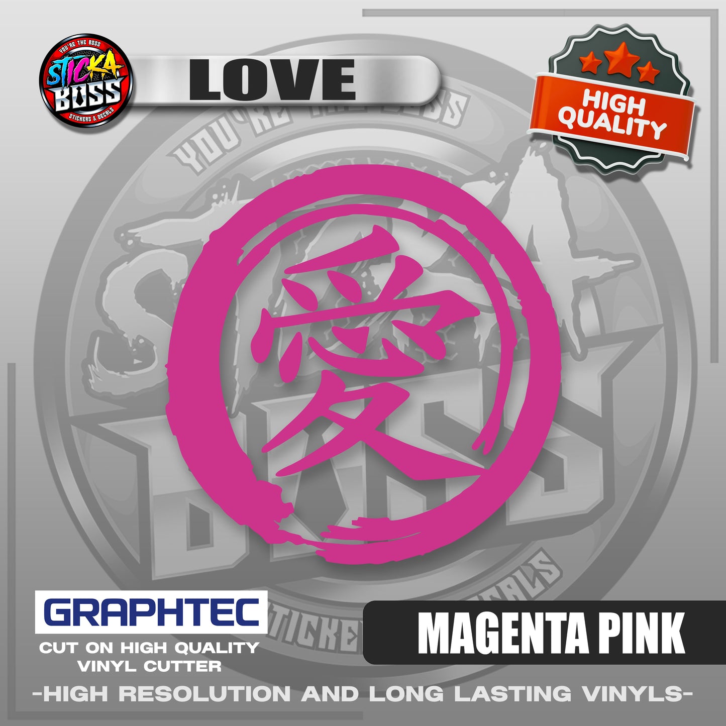 LOVE - JAPANESE KANJI SYMBOL | VINYL WATERPROOF CUT-OUT STICKER DECALS【Stickaboss】