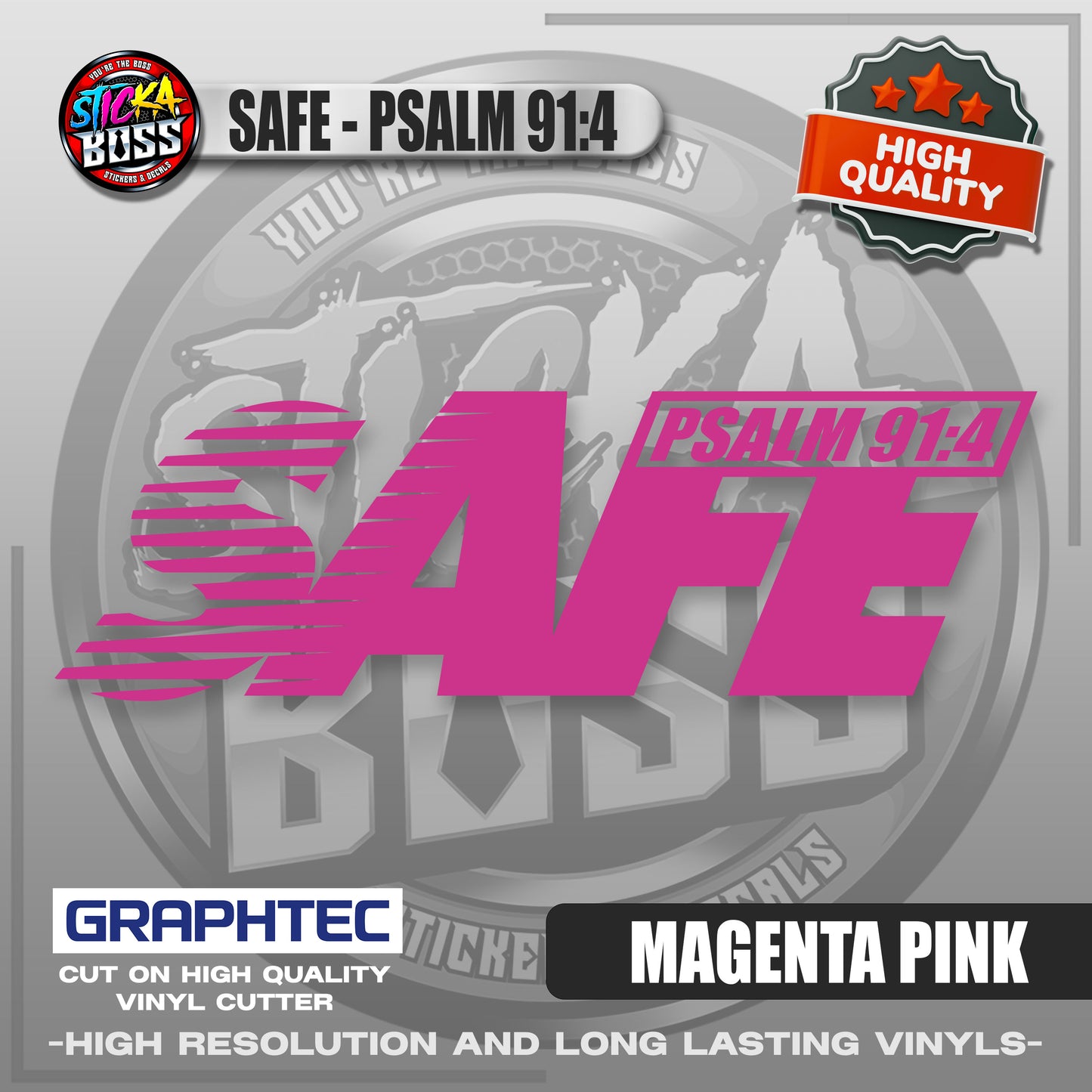 SAFE - PSALM 91:4 | VINYL WATERPROOF CUT-OUT STICKER DECALS【Stickaboss】