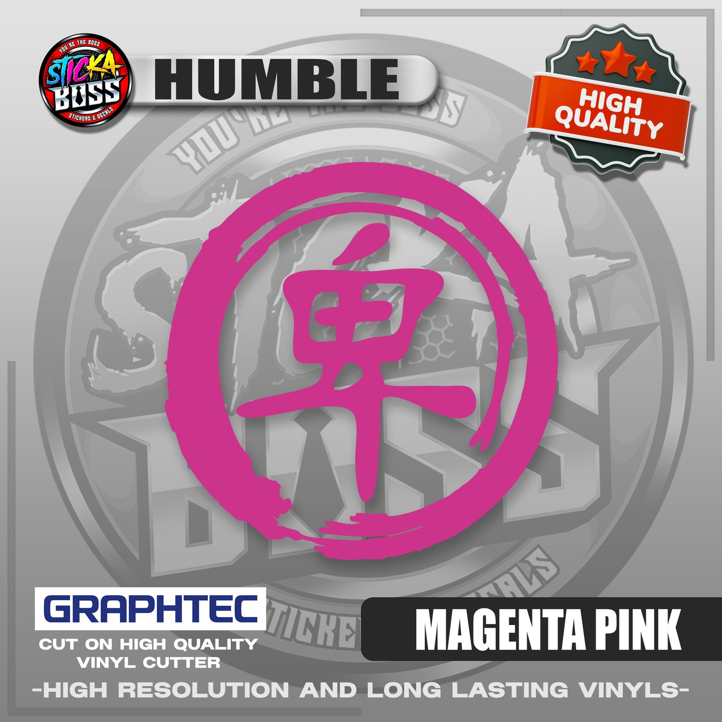 HUMBLE - JAPANESE KANJI SYMBOL | VINYL WATERPROOF CUT-OUT STICKER DECALS【Stickaboss】