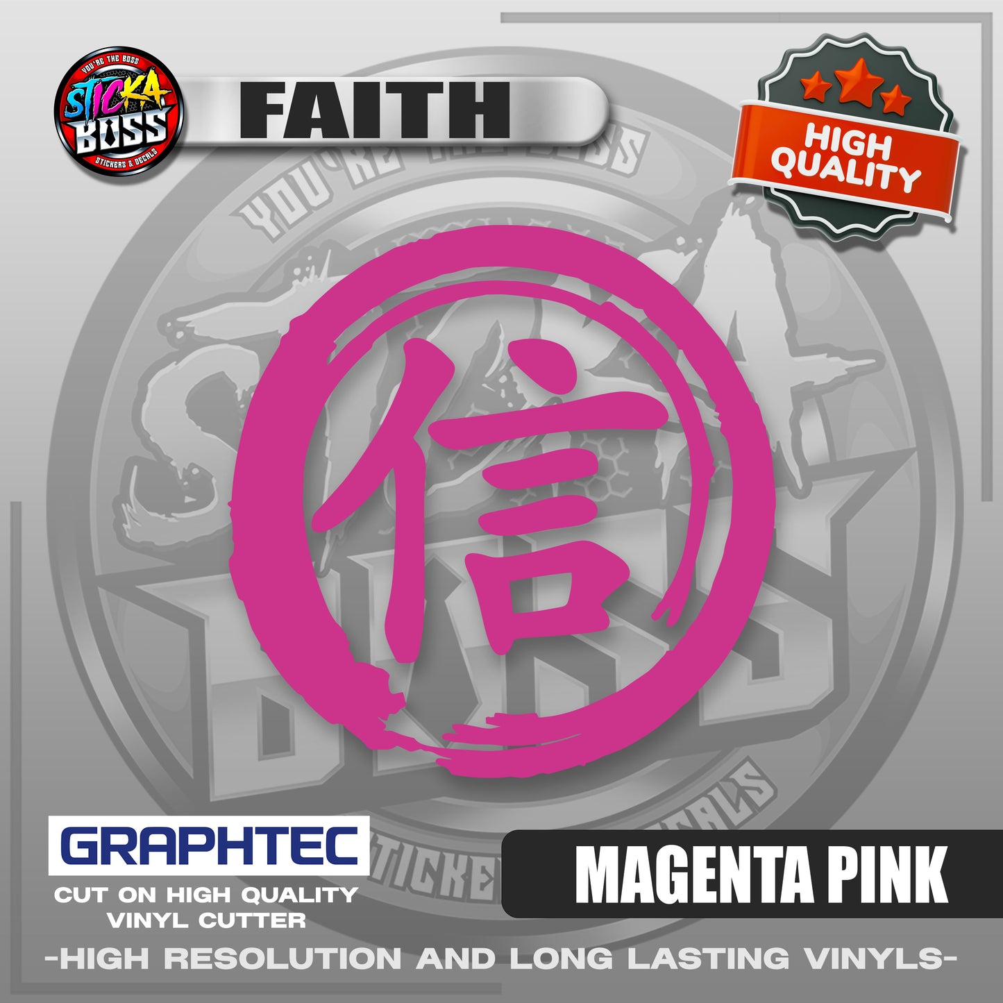 FAITH - JAPANESE KANJI SYMBOL | VINYL WATERPROOF CUT-OUT STICKER DECALS【Stickaboss】