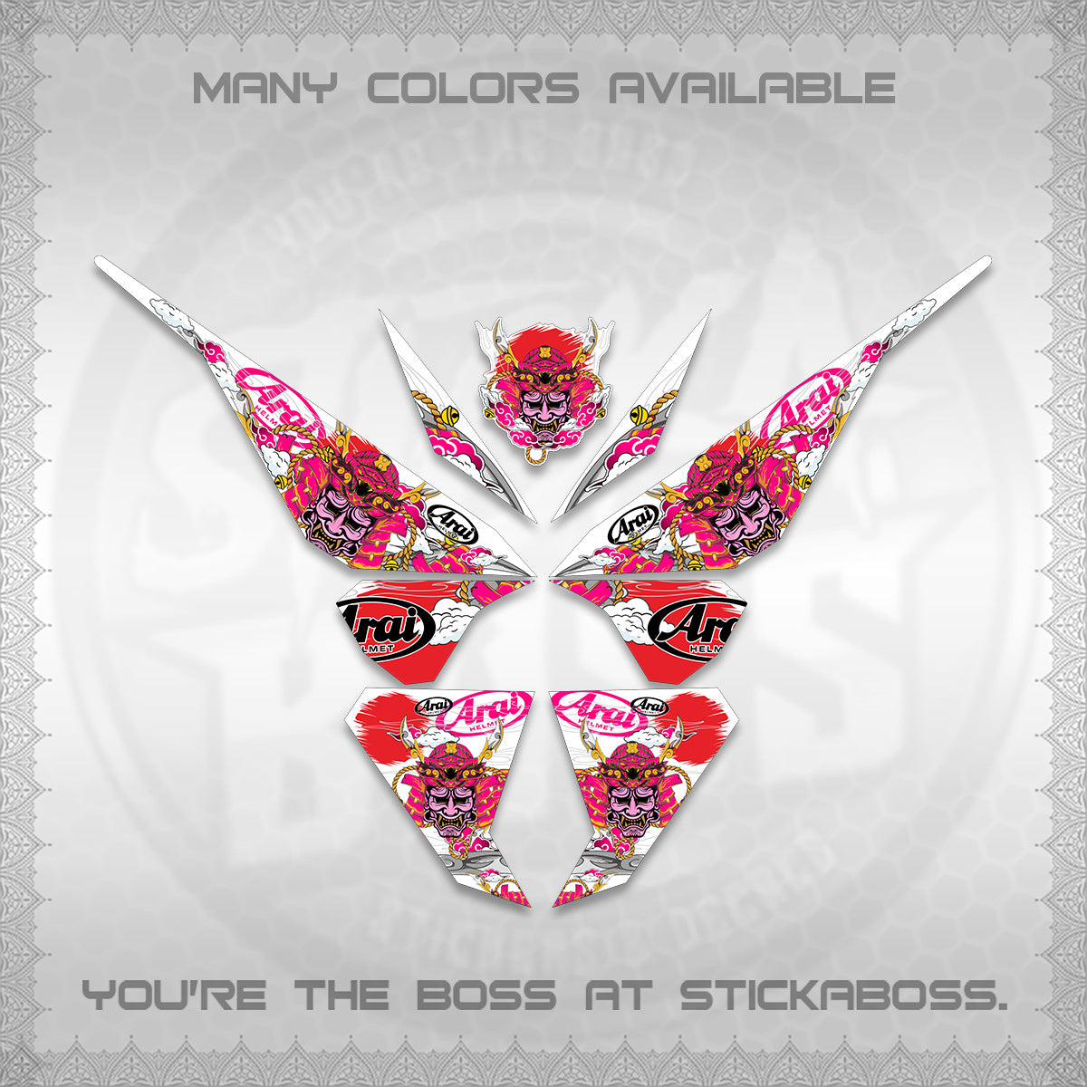 CLICK 125 V1 VARIO FOR WHITE DECALS (2026 NEW SAMURAI MOTIF) STICKER KITS BY STICKABOSS
