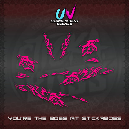 CLICK 125 V2 UV TRANSPARENT DECALS (2026 TRIBAL HEART DESIGN) STICKER KITS BY STICKABOSS