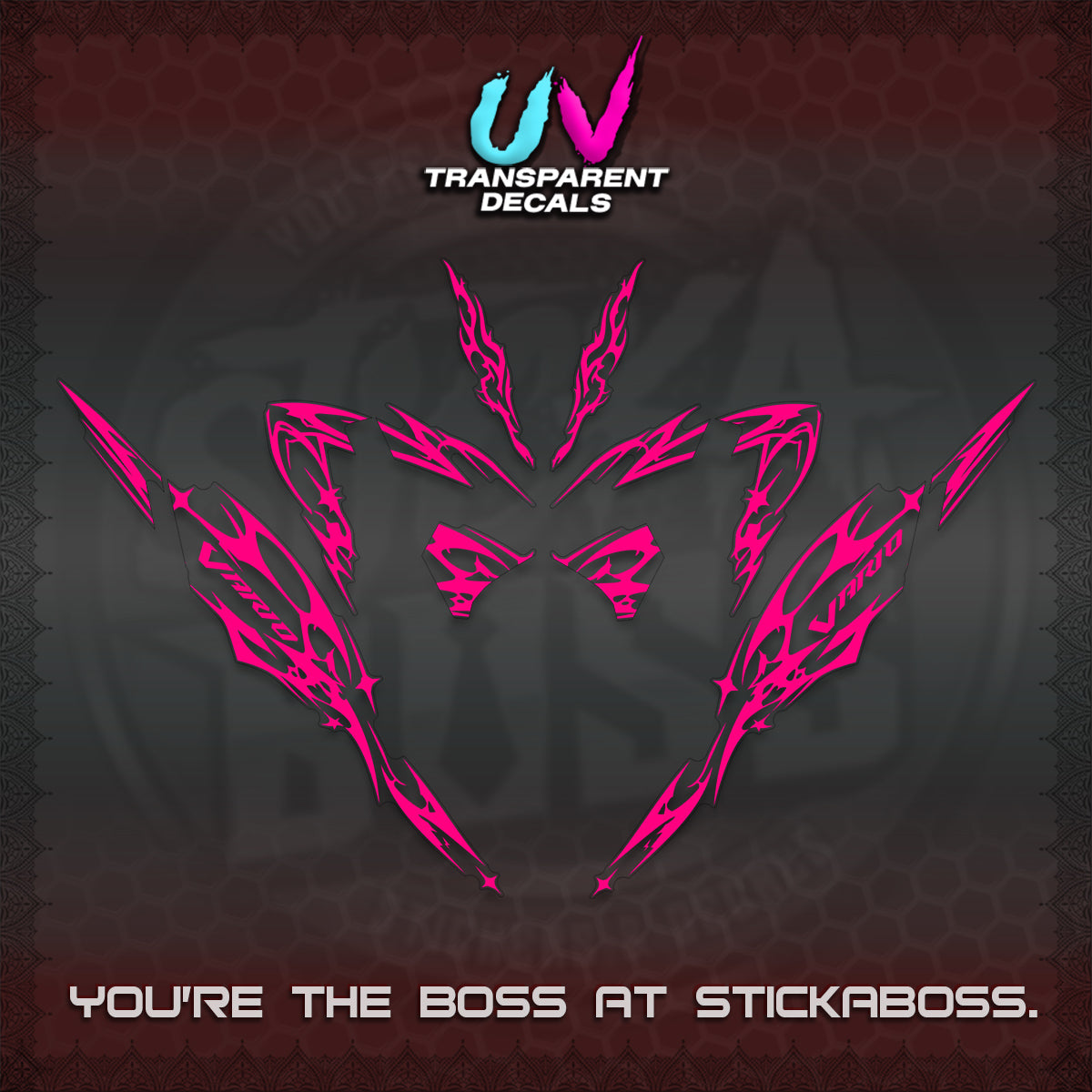 CLICK 125 V4 VARIO UV TRANSPARENT DECALS (2026 TRIBAL LIGHTNING DESIGN) STICKER KITS BY STICKABOSS