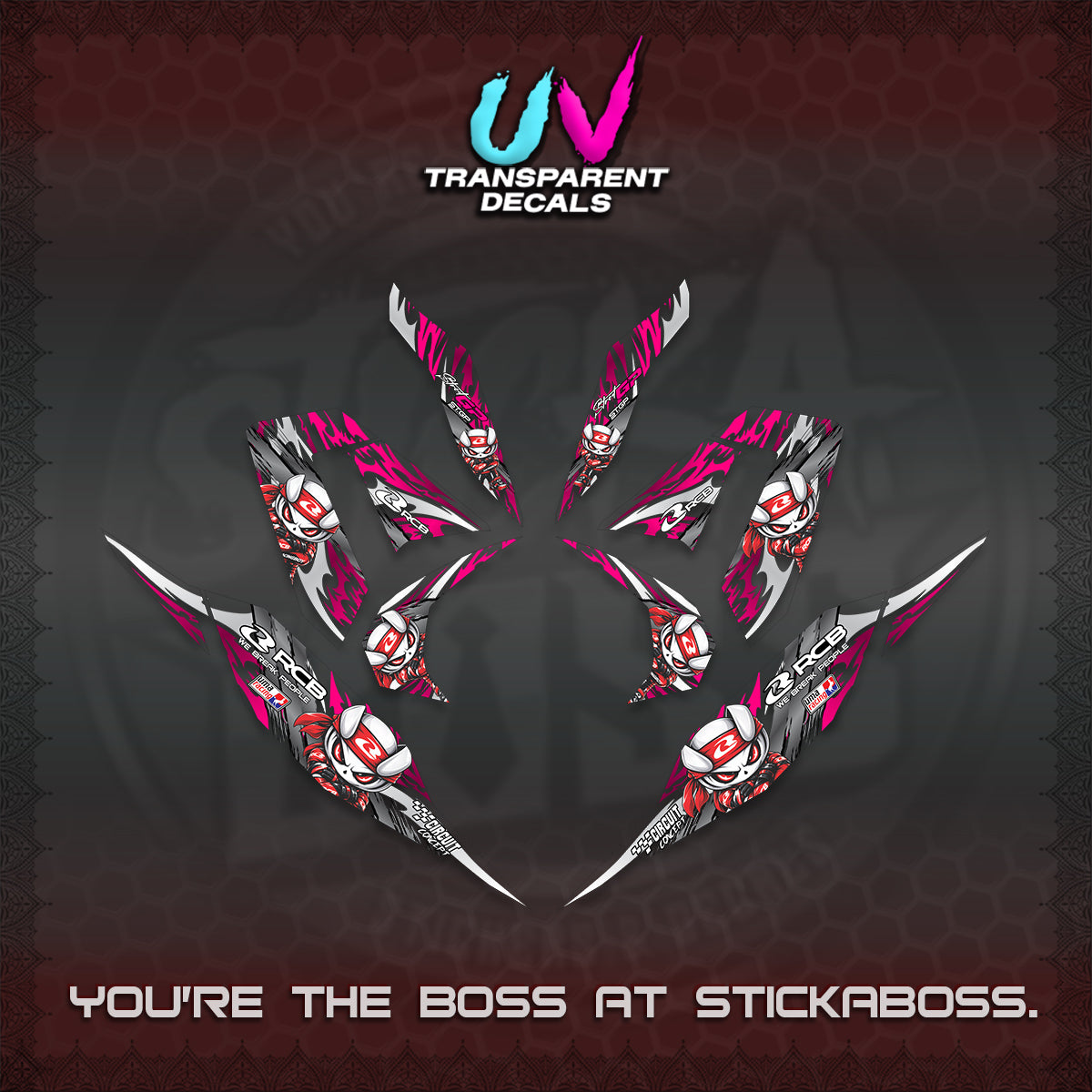 CLICK 125 V4 UV TRANSPARENT DECALS (2026 NEW RCB 2.0 DESIGN) STICKER KITS BY STICKABOSS