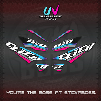 CLICK 160 STRIPING UV TRANSPARENT DECALS (SPORTS RACE STRIPES 01) STICKER KITS BY STICKABOSS