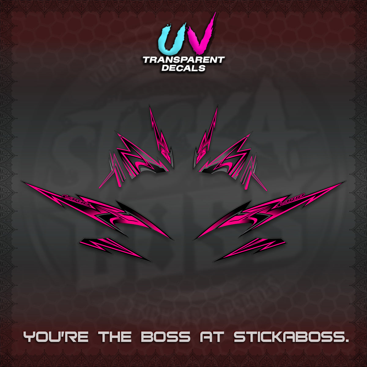 CLICK V4 VARIO UV TRANSPARENT DECALS (2026 SHARP SPIKEY DESIGN) STICKER KITS BY STICKABOSS