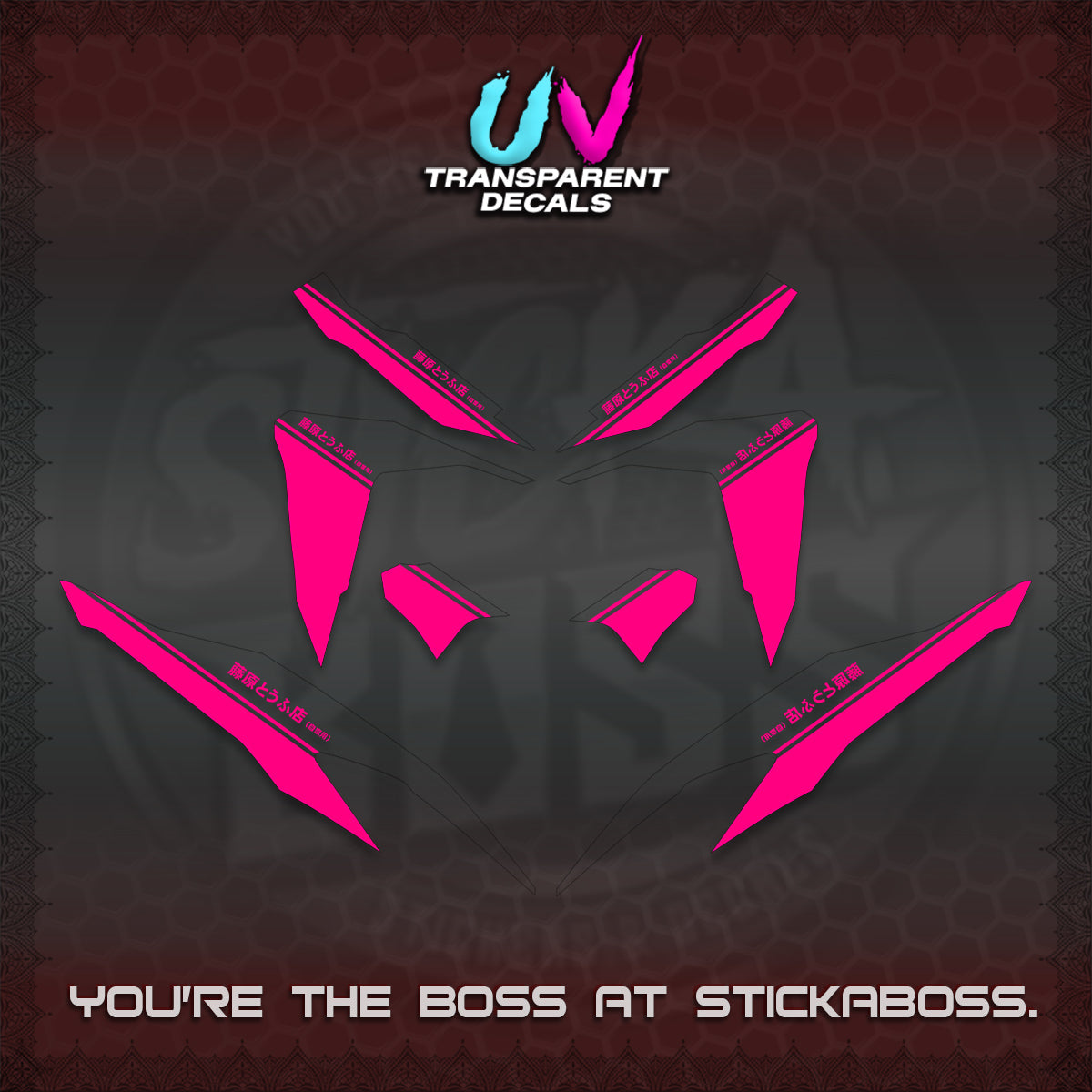 CLICK V2 UV TRANSPARENT DECALS (TRUENO STYLE DESIGN) STICKER KITS BY STICKABOSS