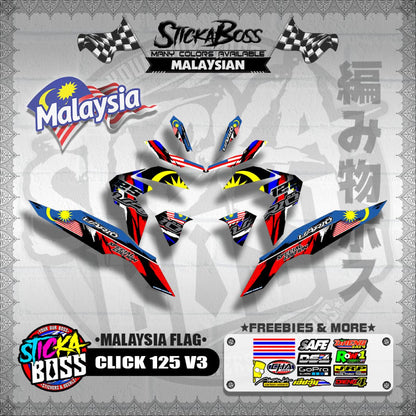 CLICK 125 V3 MALAYSIAN DECALS ( MALAYSIA FLAG )【WITH FREEBIES】