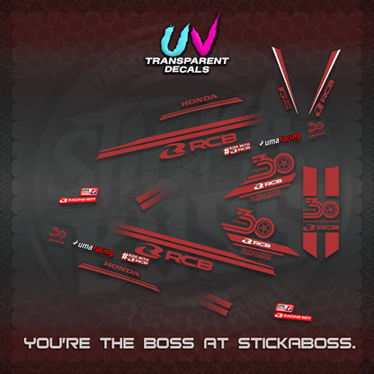 CLICK 125 V3 UV TRANSPARENT DECALS (2026 30TH ANNIVERSARY RACING DESIGN) STICKER DECALS By STICKABOSS