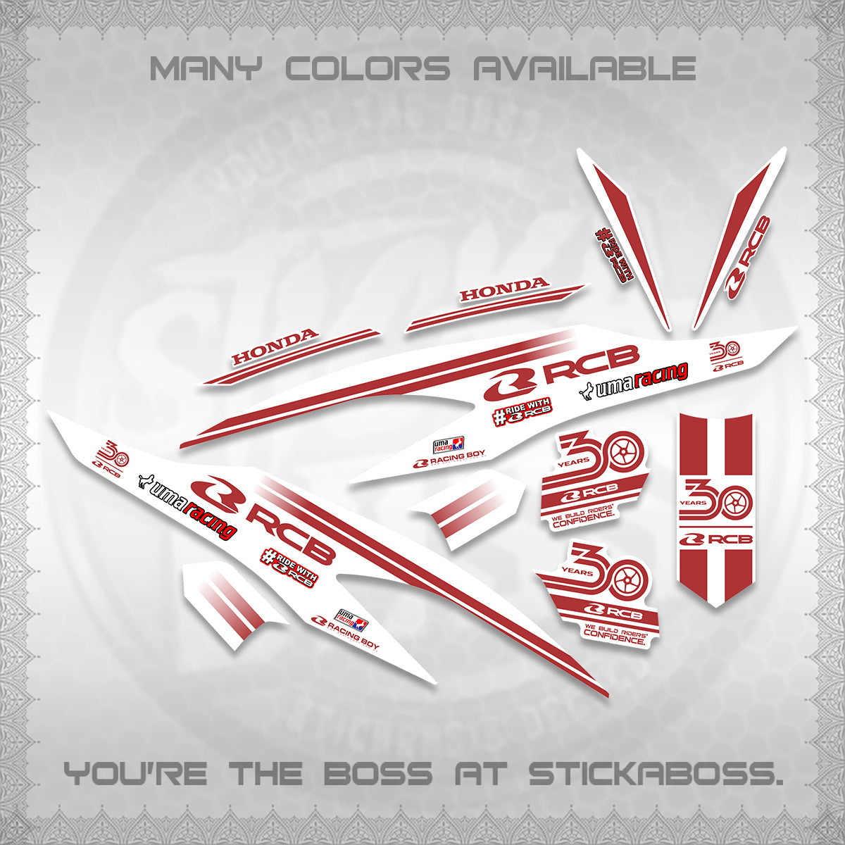 CLICK 125 V2 FOR WHITE DECALS (2026 30TH ANNIVERSARY RACING DESIGN) STICKER DECALS BY STICKABOSS