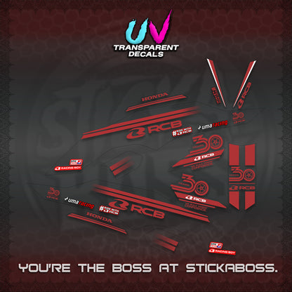 CLICK 125 V3 UV TRANSPARENT DECALS (2026 30TH ANNIVERSARY RACING DESIGN) STICKER DECALS By STICKABOSS