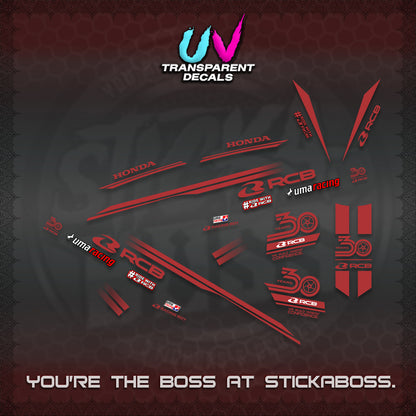 CLICK 125 V2 UV TRANSPARENT DECALS (2026 30TH ANNIVERSARY RACING DESIGN) STICKER DECALS By STICKABOSS