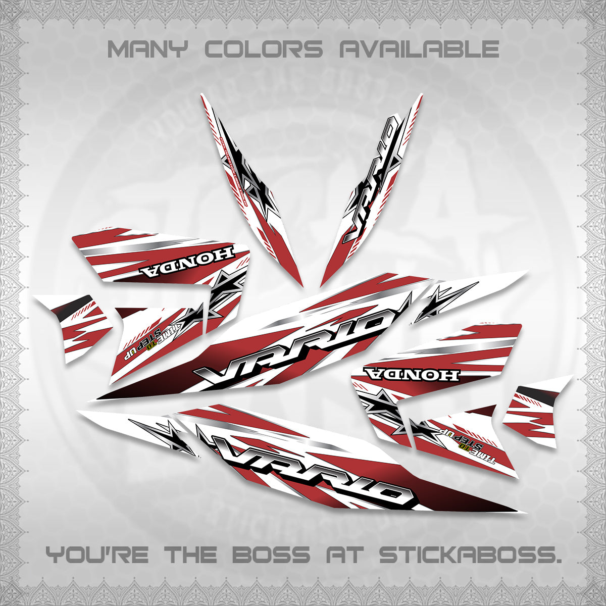 CLICK 125 V4 VARIO FOR WHITE DECALS (2026 BLACK STAR DESIGN) STICKER DECALS By STICKABOSS