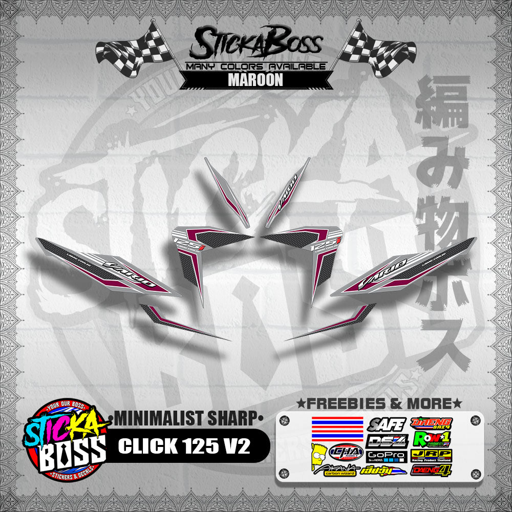 CLICK 125 V2 DECALS ( MINIMALIST SHARP )【WITH FREEBIES】