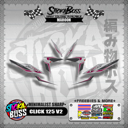 CLICK 125 V2 DECALS ( MINIMALIST SHARP )【WITH FREEBIES】