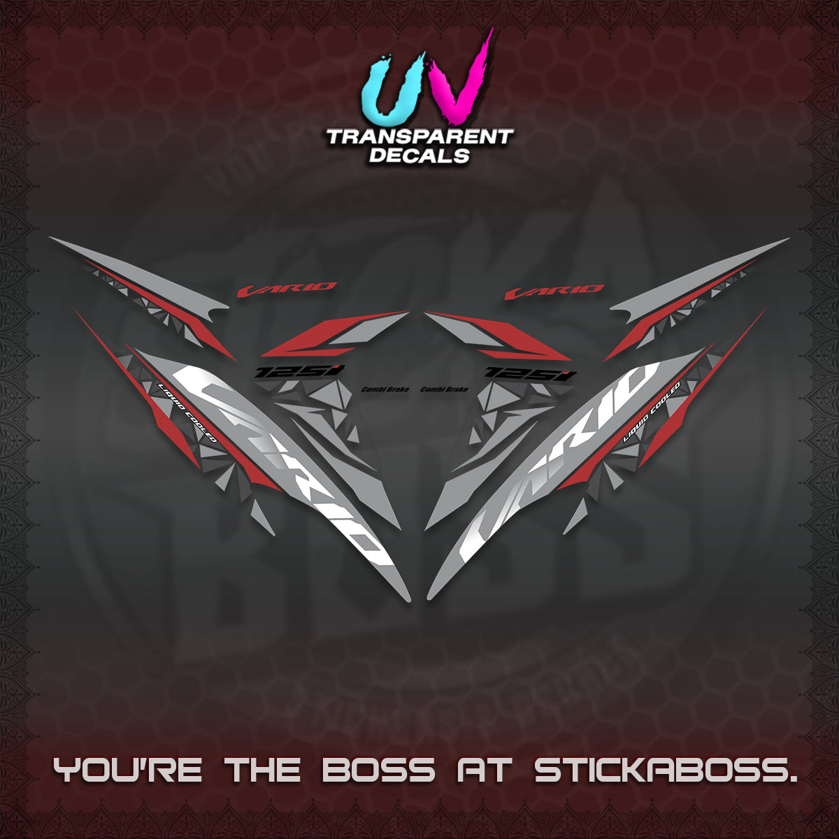 CLICK 125 V2 VARIO UV TRANSPARENT DECALS (2018–2022 STYLE DESIGN) STICKER DECALS BY STICKABOSS