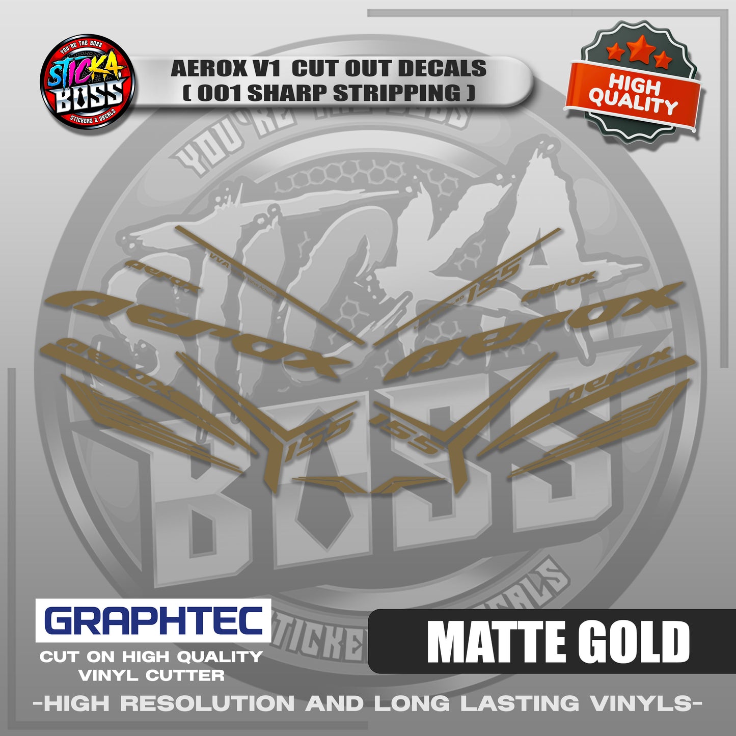AEROX V1 CUT OUT DECALS ( 001 SHARP STRIPPING ) | VINYL WATERPROOF CUT-OUT STICKER DECALS