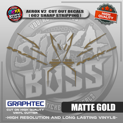 AEROX V2 CUT OUT DECALS ( 002 SHARP STRIPPING ) | VINYL WATERPROOF CUT-OUT STICKER DECALS