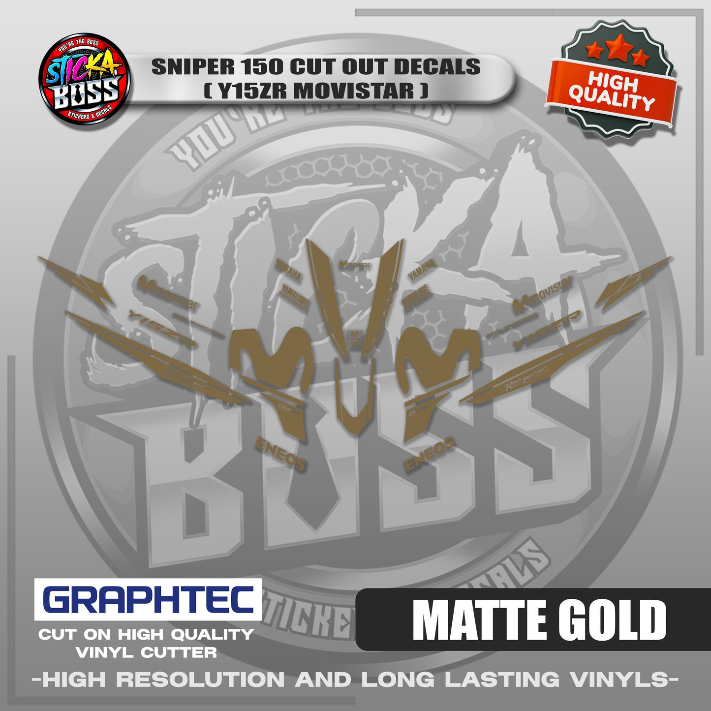 SNIPER 150 CUT OUT DECALS ( Y15ZR MOVISTAR ) | VINYL WATERPROOF CUT-OUT STICKER DECALS