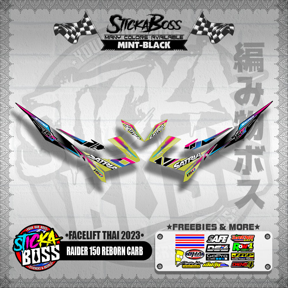 RAIDER 150 REBORN CARB DECALS ( FACELIFT THAI 2023 )【WITH FREEBIES】