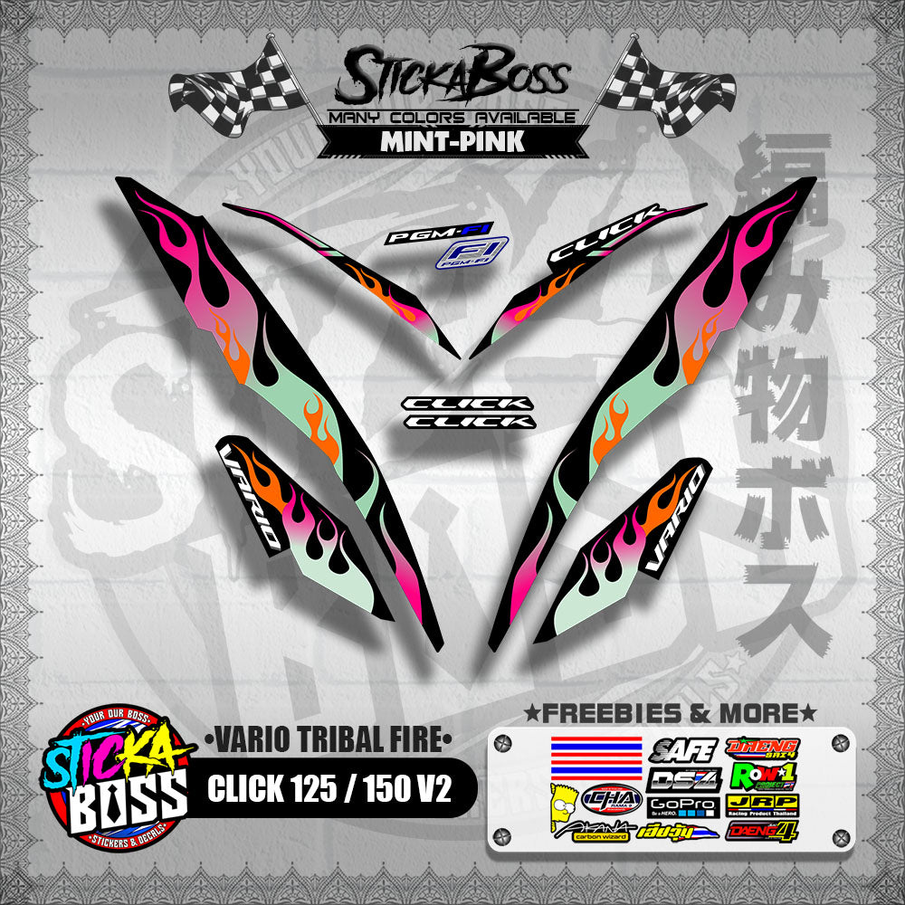 CLICK 125 / 150 V2 DECALS ( VARIO TRIBAL FIRE )【WITH FREEBIES】