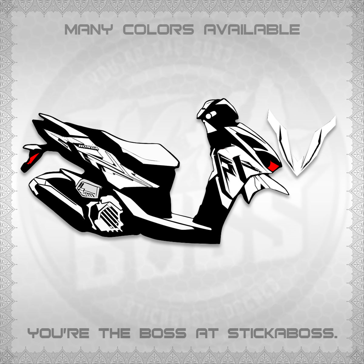 CLICK 125 V4 FOR WHITE DECALS (2026 MINIMAL 001 DESIGN) STICKER DECALS By STICKABOSS