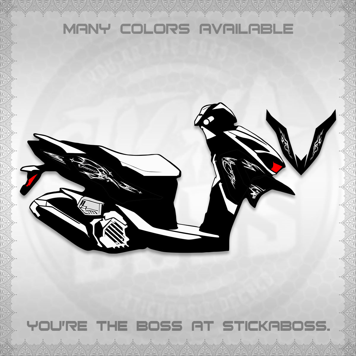 CLICK 125 V4 VARIO DECALS (2026 TRIBAL LIGHTNING DESIGN) STICKER KITS BY STICKABOSS