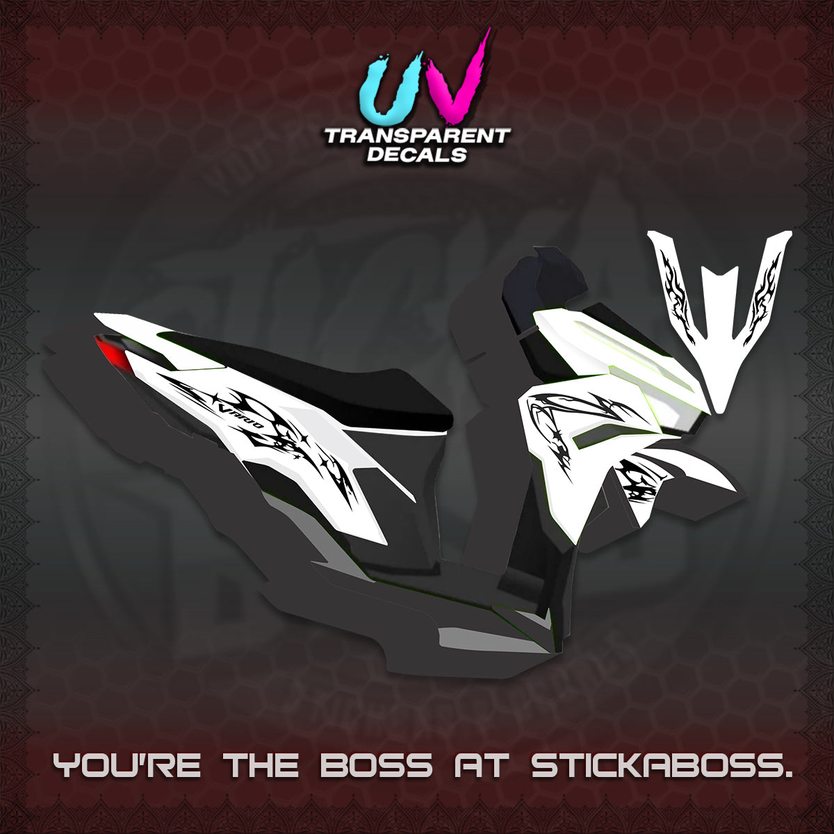 CLICK 125 V3 VARIO UV TRANSPARENT DECALS (2026 T1 LIGHTNING DESIGN) STICKER KITS BY STICKABOSS
