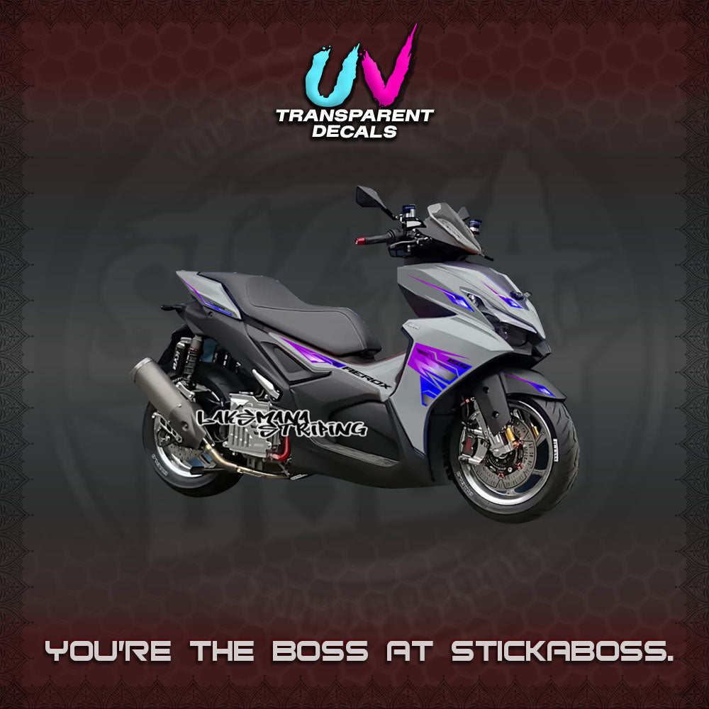 【PREMIUM UV PRINT】TRANSPARENT AEROX  V3 INDO DECALS(ALPHA TURBO 0001)STICKER DECALS By STICKABOSS