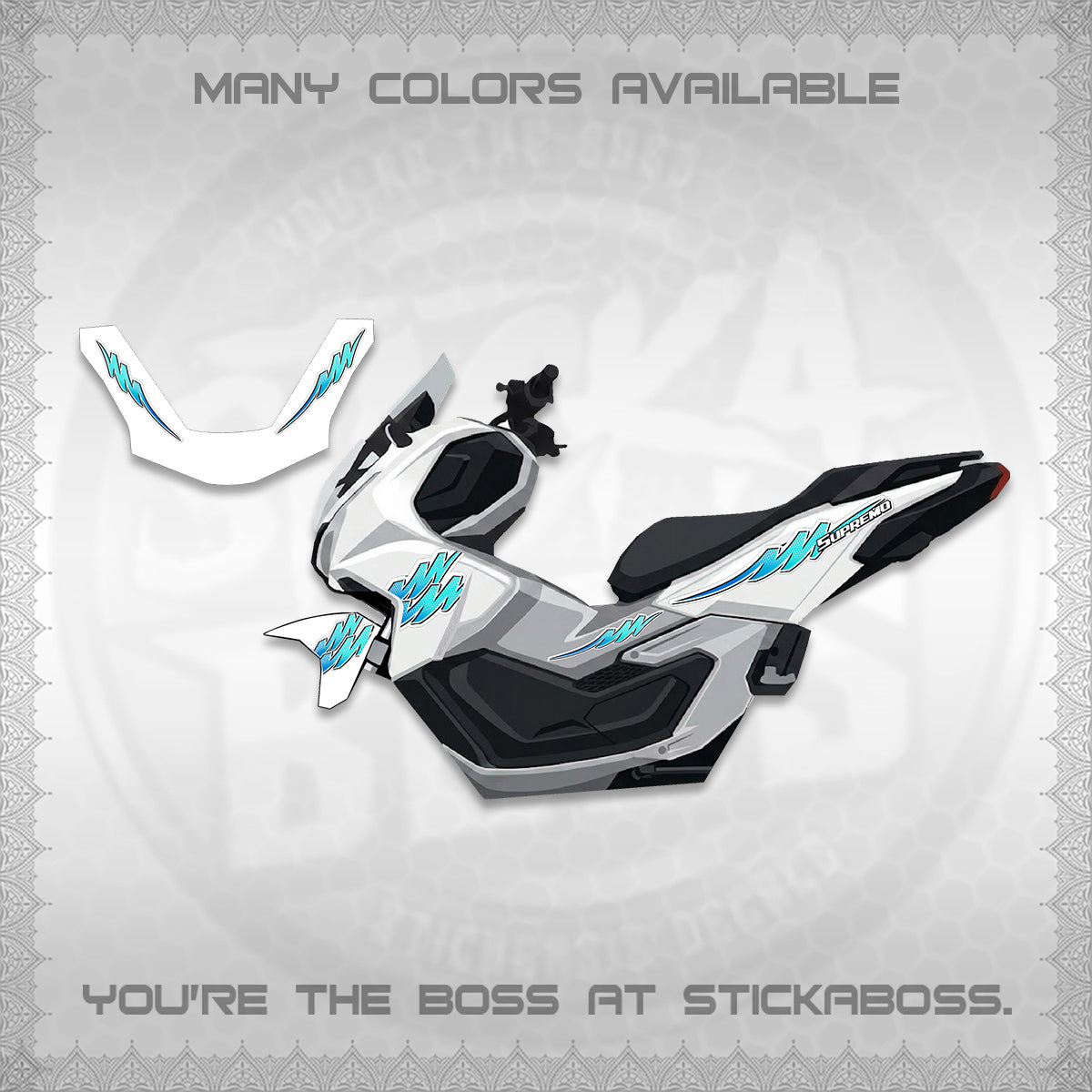 ADV 160 FOR WHITE STRIPING (2 TONE PUTRA VIRDIAN)STICKER DECALS BY STICKABOSS