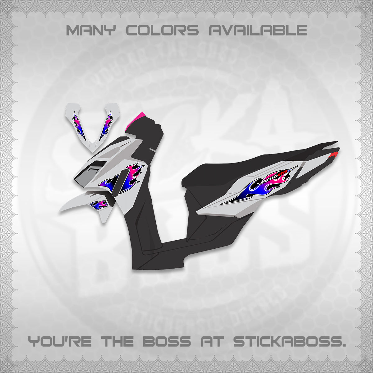 CLICK 125 V4 VARIO DECALS (2026 MOTIF FLAME 2 TONE)STICKER DECALS By STICKABOSS