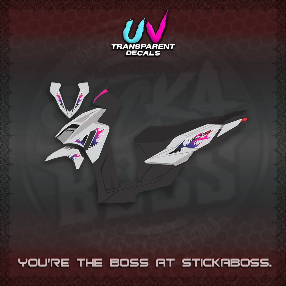 CLICK 125 V4 UV TRANSPARENT VARIO DECALS (MOTIF FLAME 2)STICKER DECALS By STICKABOSS
