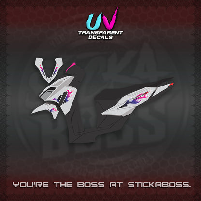 CLICK 125 V4 UV TRANSPARENT VARIO DECALS (MOTIF FLAME 2)STICKER DECALS By STICKABOSS