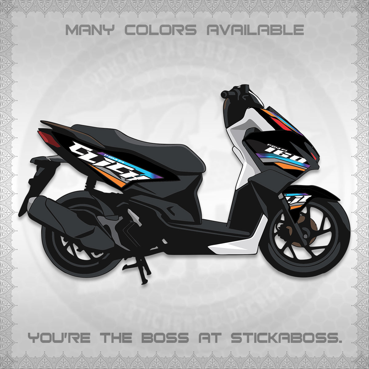 CLICK 160 STRIPING DECALS (SPORTS RACE STRIPES 01) STICKER KITS BY STICKABOSS