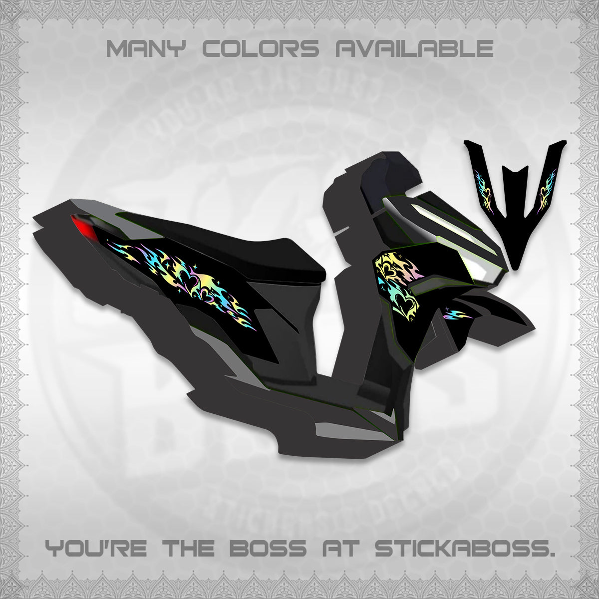 CLICK 125 V3 DECALS (2026 TRIBAL HEART DESIGN) STICKER KITS BY STICKABOSS