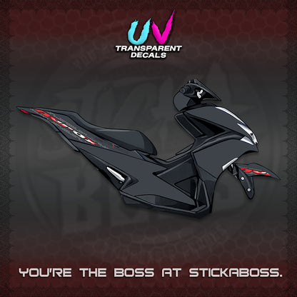 AEROX 155 V1 UV TRANSPARENT DECALS (NEW 2026 VORTEX) STICKER KITS BY STICKABOSS