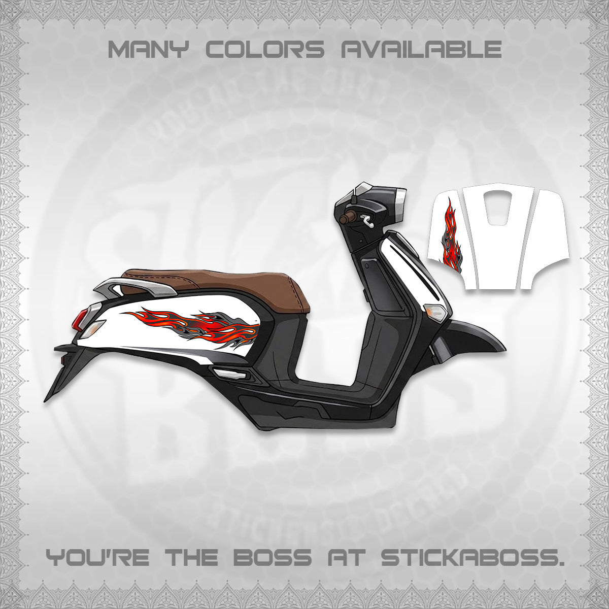 GIORNO 125 DECALS (2026 FIRE CUSTOM 003 DESIGN) STICKER DECALS BY STICKABOSS