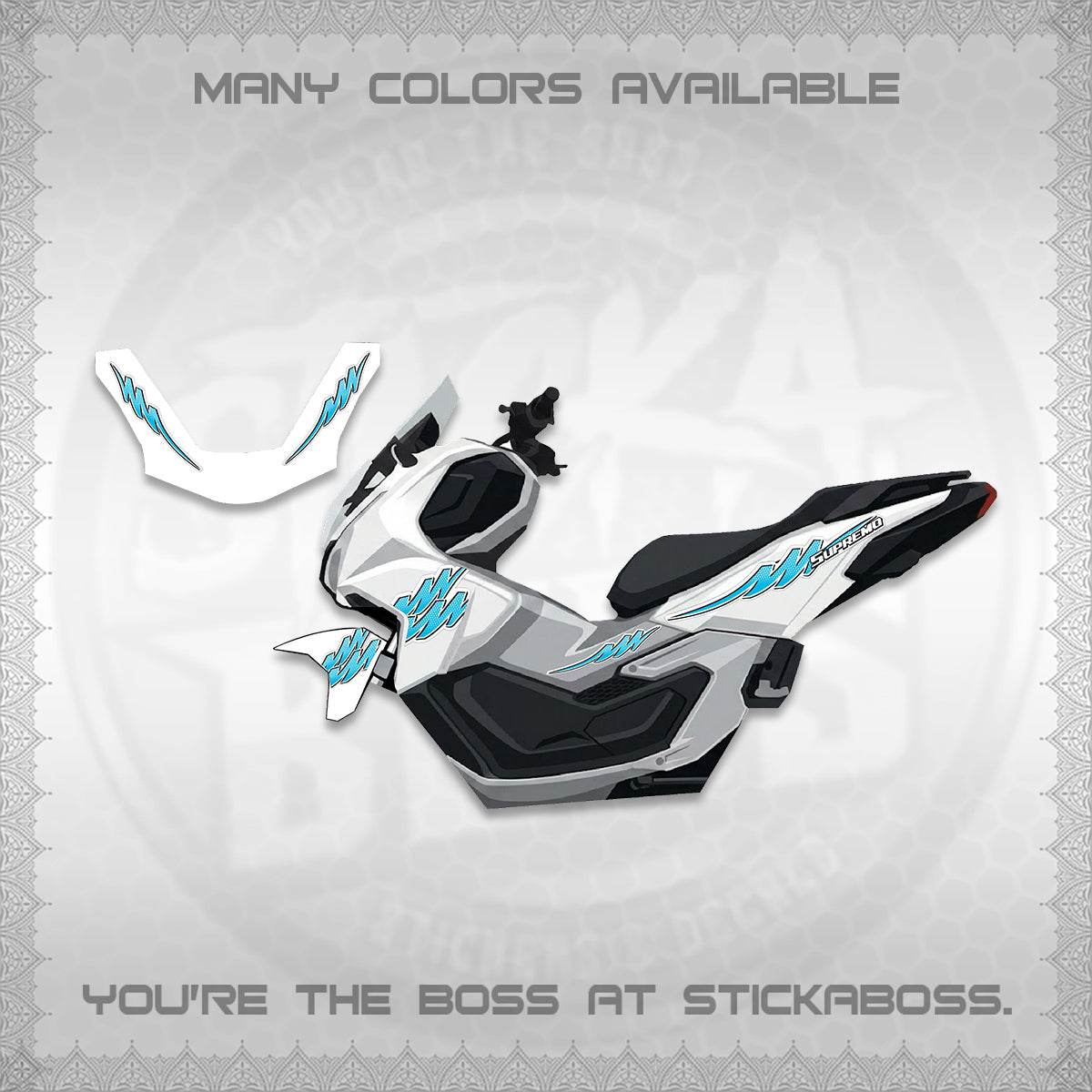 ADV 160 STRIPING FOR WHITE  (1 TONE PUTREA VIRDIAN)STICKER DECALS By STICKABOSS