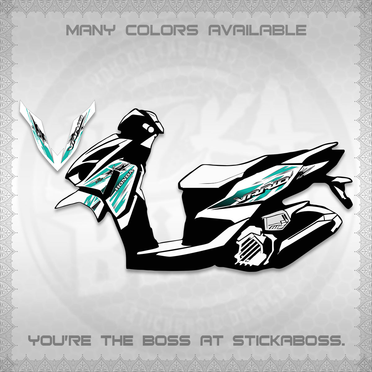 CLICK 125 V4 VARIO FOR WHITE DECALS (2026 BLACK STAR DESIGN) STICKER DECALS By STICKABOSS