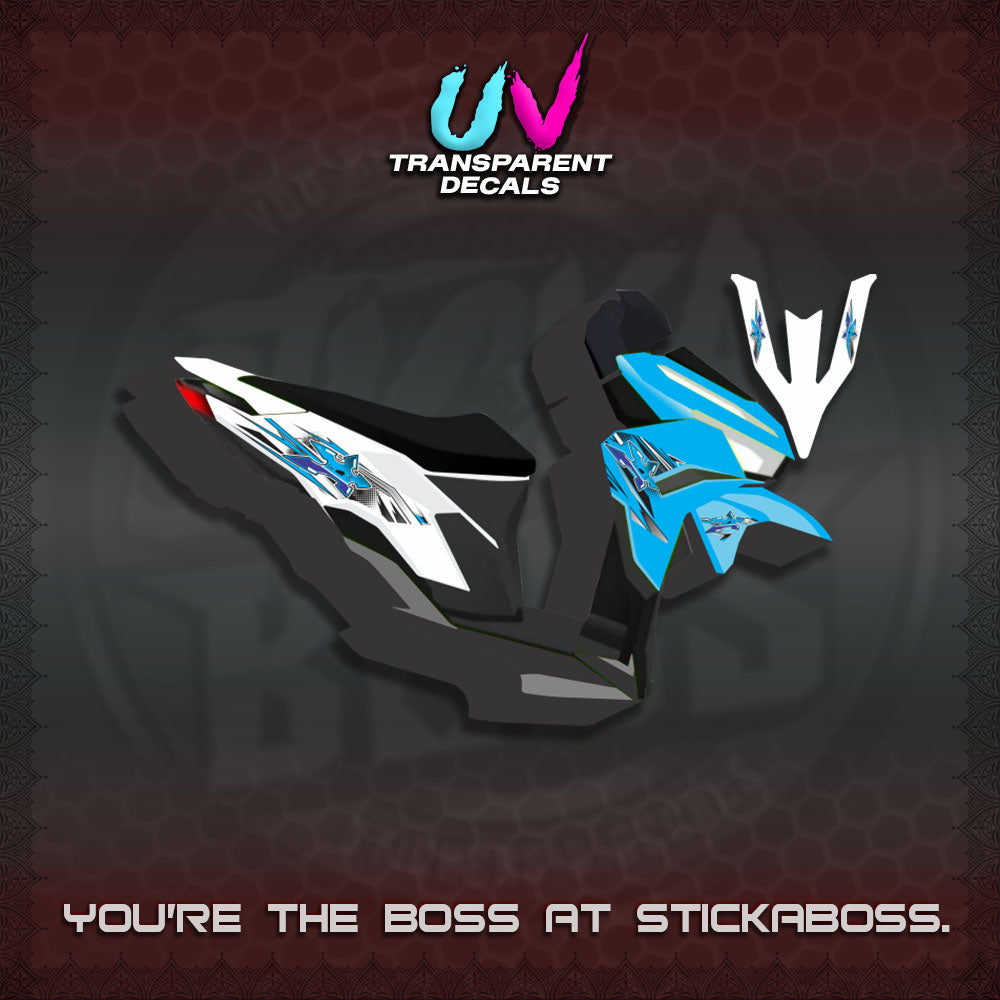 【PREMIUM UV PRINT】TRANSPARENT CLICK V3 DECALS (2026 STAR LED DESIGN) STICKER DECALS By STICKABOSS